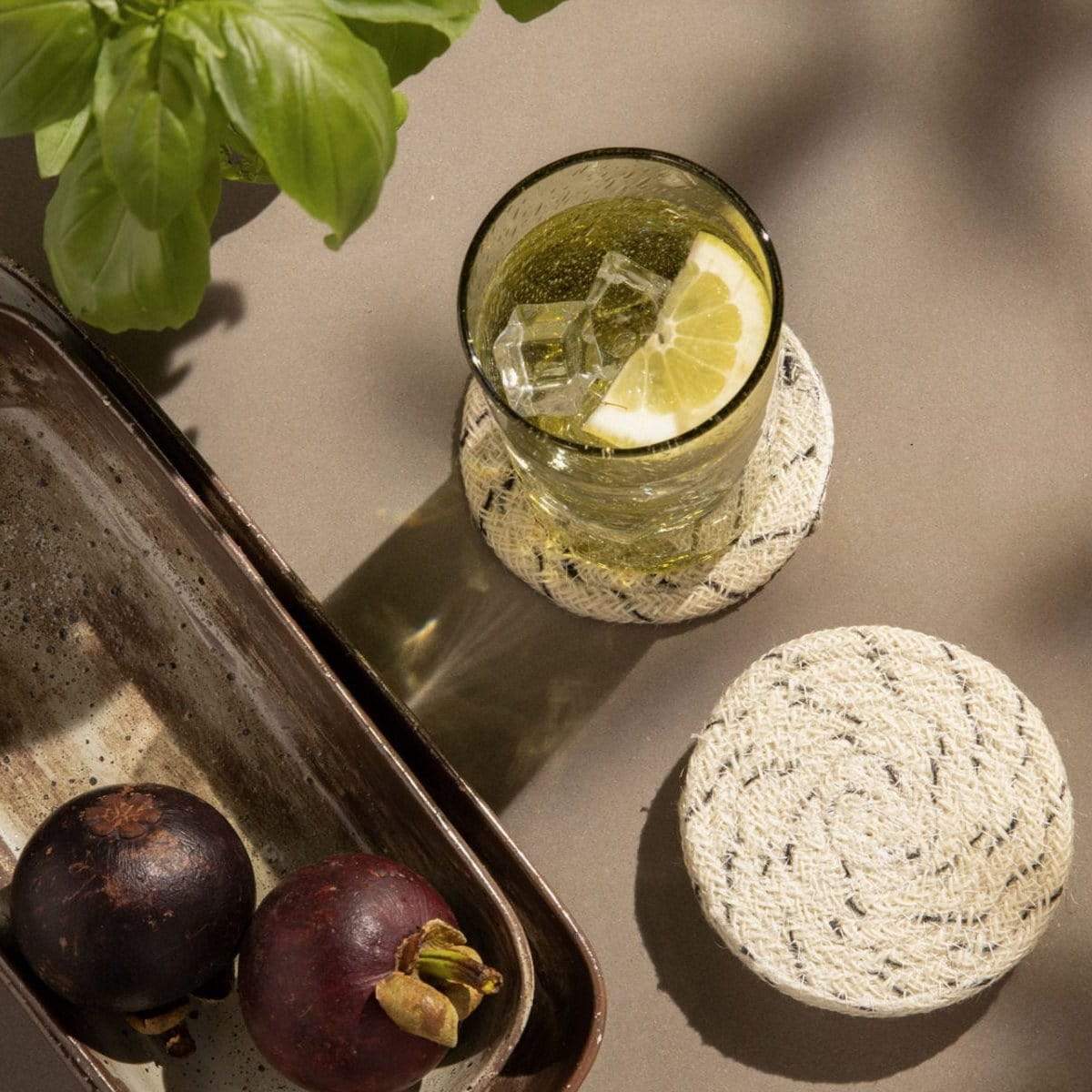 Blue Pheasant Atticus Coasters - Speckled White (Set of 4) Pillow & Decor blue-pheasant-BARATTIC-SPW-RD