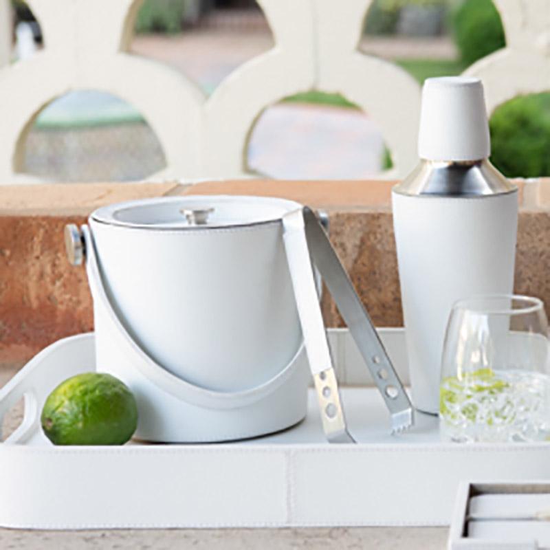 Blue Pheasant Brisbane Ice Bucket and Tongs Decor