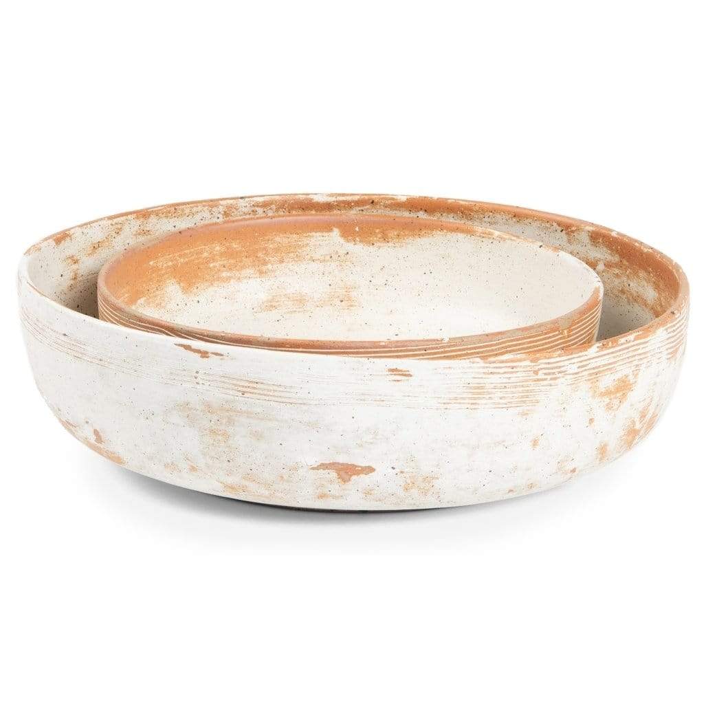 Blue Pheasant Dawson Round Serving Bowls (Pack of 2) - Rustic White Decor