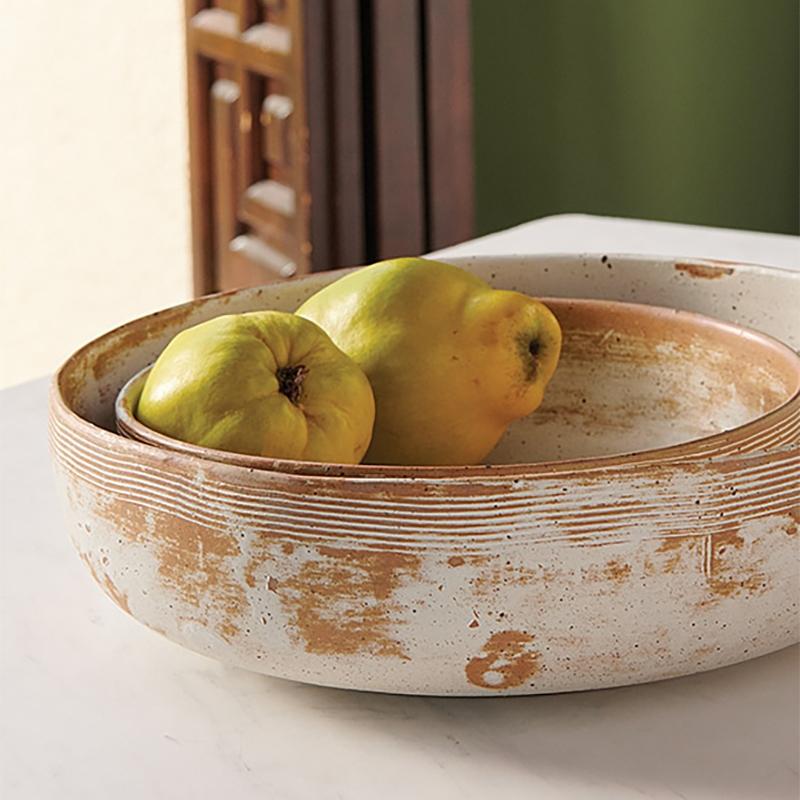 Blue Pheasant Dawson Round Serving Bowls (Pack of 2) - Rustic White Decor