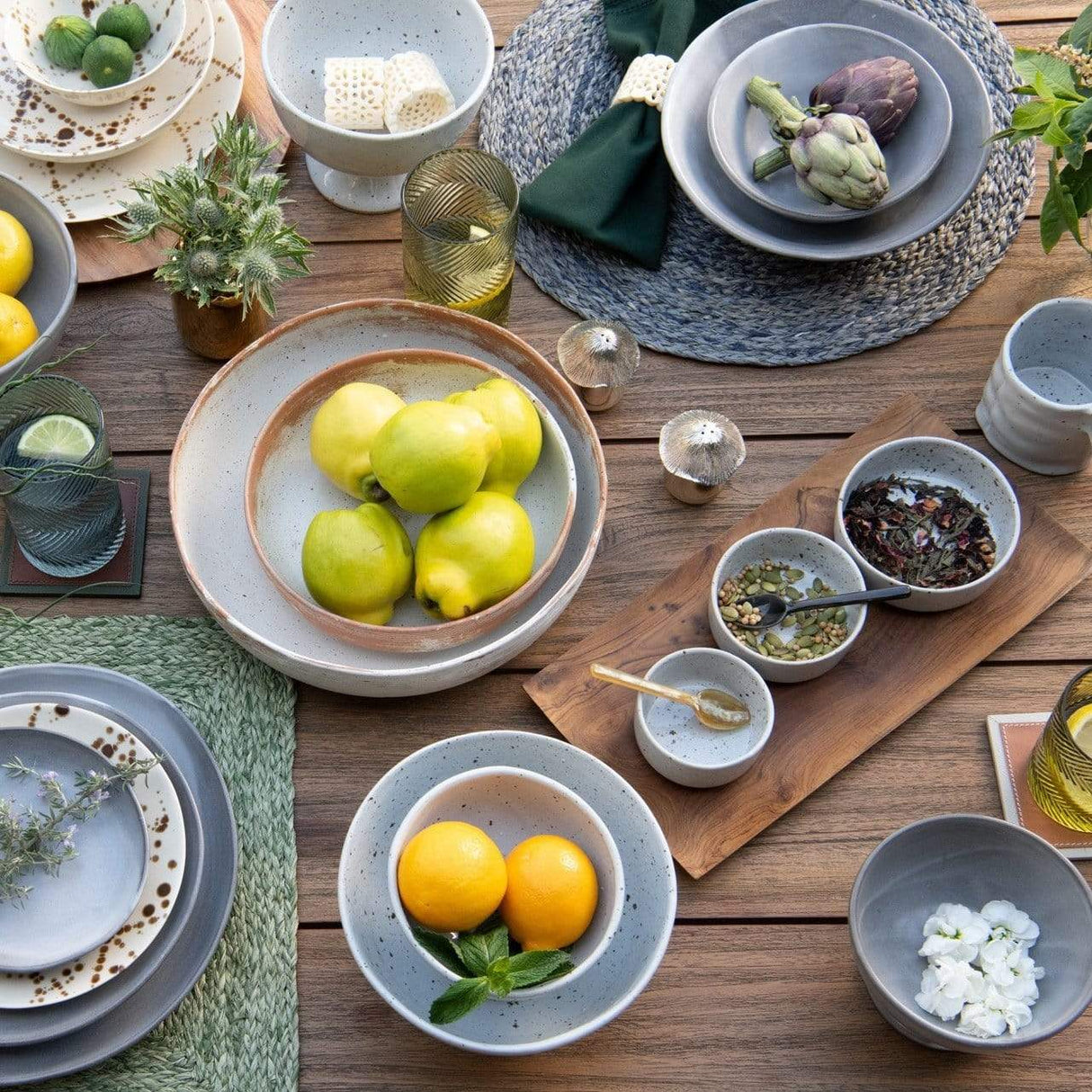 Blue Pheasant Dawson Round Serving Bowls (Pack of 2) - Rustic White Decor