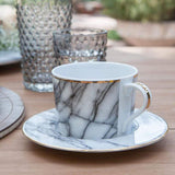 Blue Pheasant Eleni White Marble Dinnerware Set Pillow & Decor
