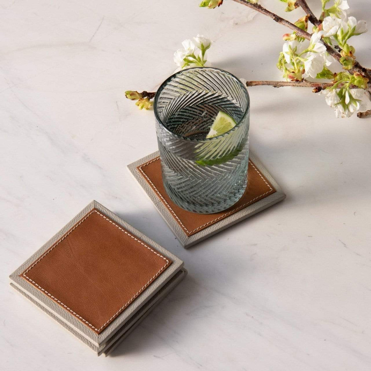 Blue Pheasant Finley Hand Blown Glassware - Light Gray (Pack of 6) Decor