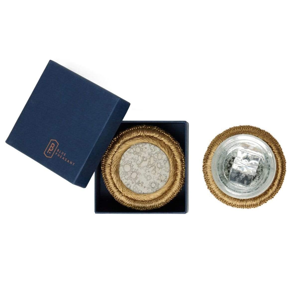 Blue Pheasant Helen Gold Coasters (Set of 4) Pillow & Decor blue-pheasant-BP003362