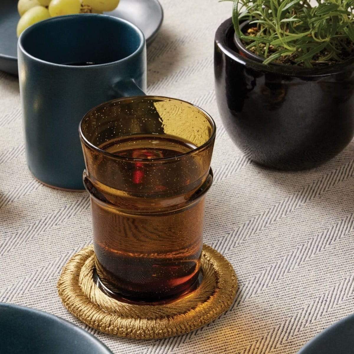 Blue Pheasant Helen Gold Coasters (Set of 4) Pillow & Decor blue-pheasant-BP003362