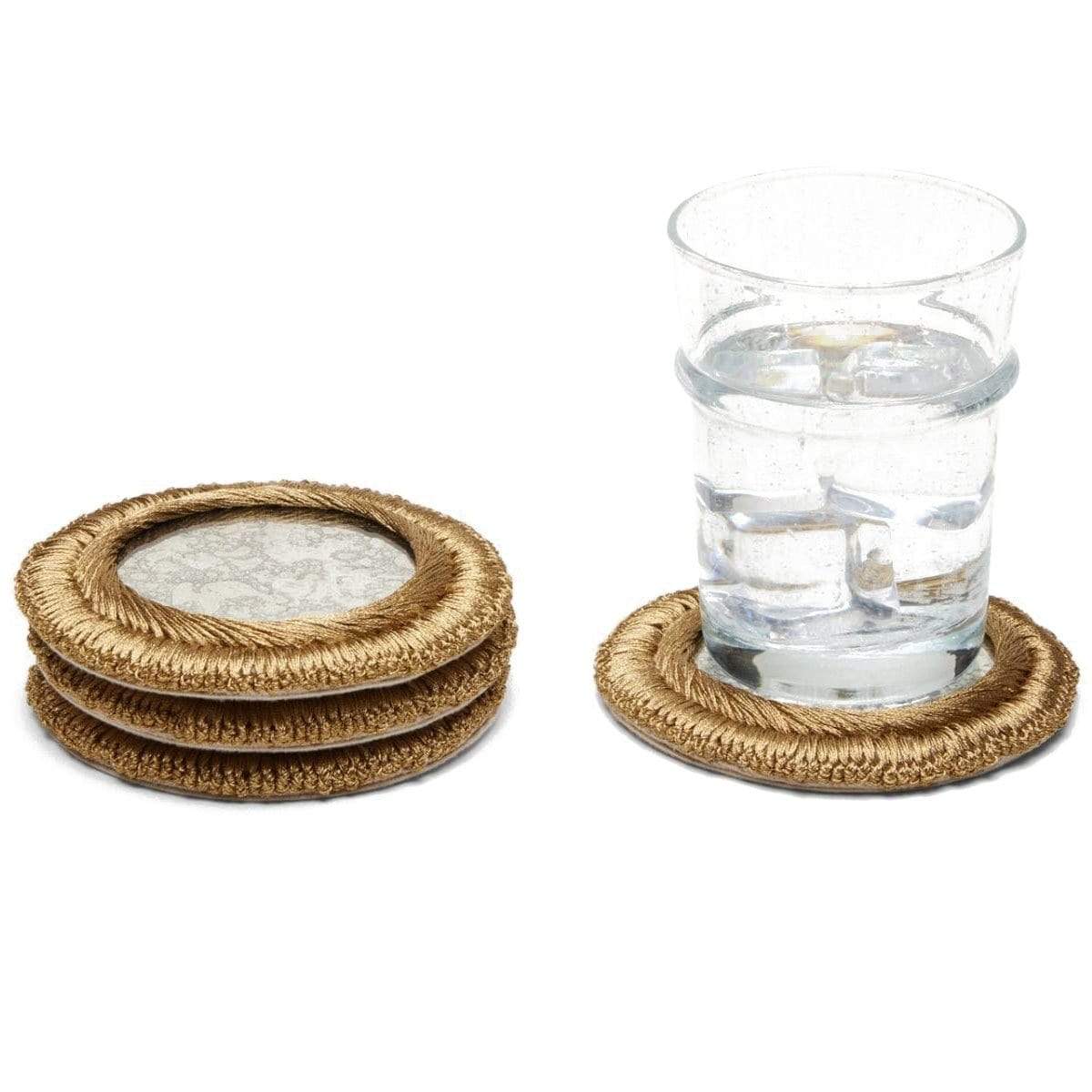 Blue Pheasant Helen Gold Coasters (Set of 4) Pillow & Decor blue-pheasant-BP003362