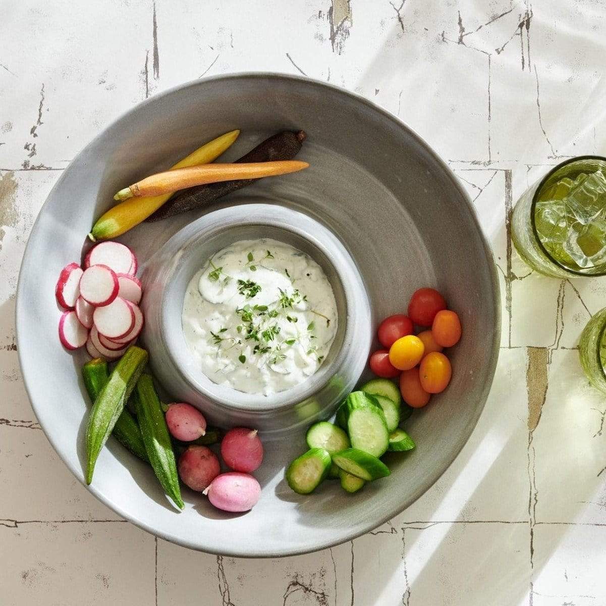 Blue Pheasant Marcus Cement Glaze Chip and Dip Bowl Decor