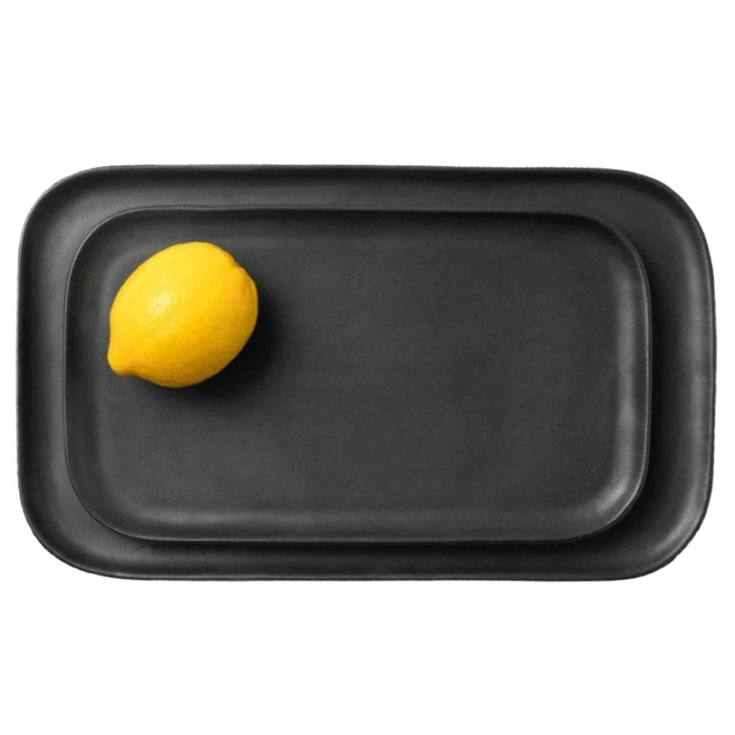 Blue Pheasant Marcus Rectangular Serving Platter (Set of 2) - Black Glaze Decor blue-pheasant-SERMARCU-BLK-RSP