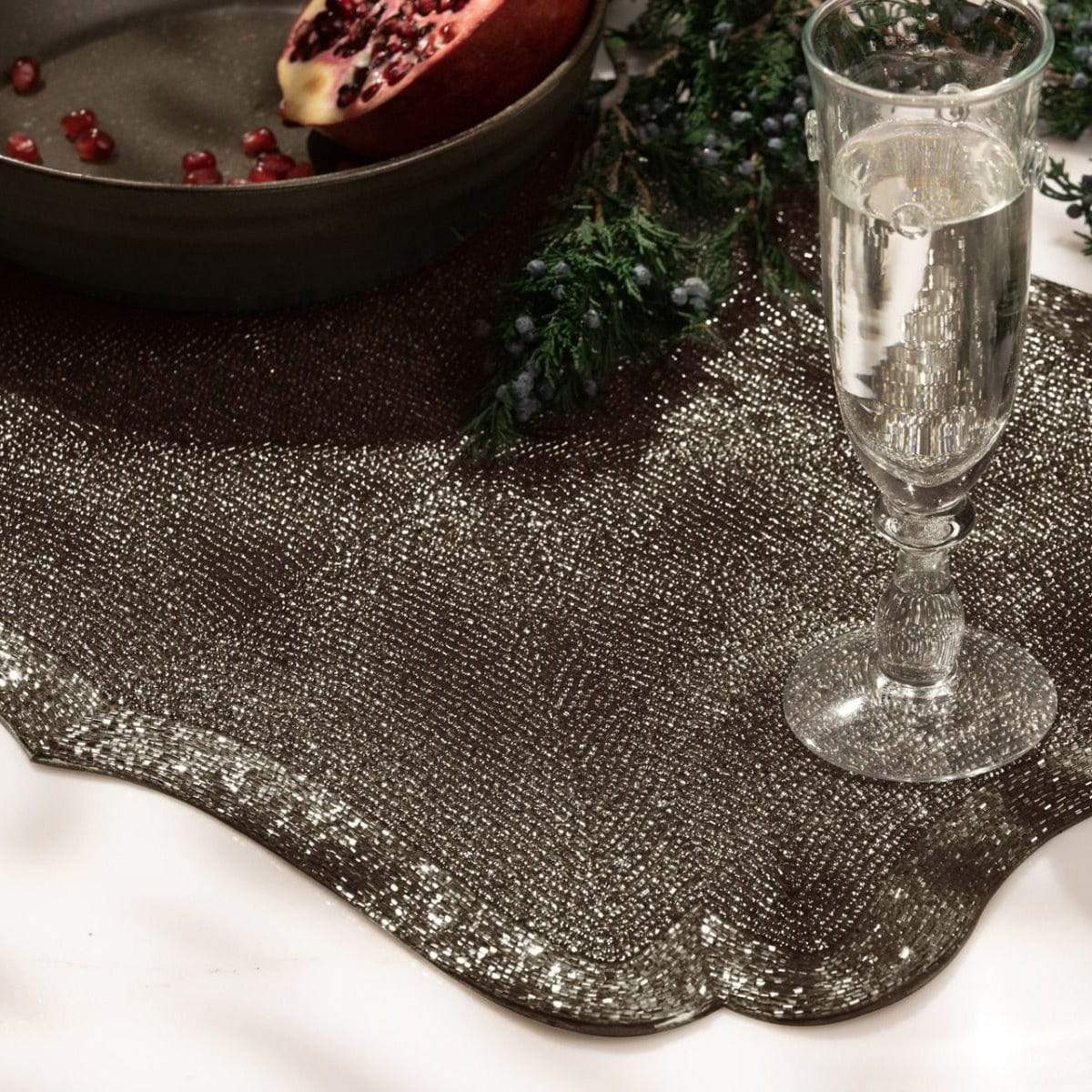 Blue Pheasant Noelle Placemat - Silver Pillow & Decor