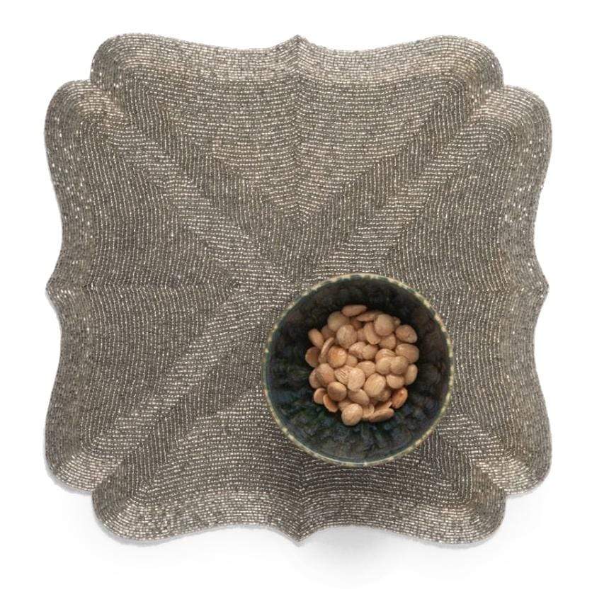 Blue Pheasant Noelle Placemat - Silver Pillow & Decor blue-pheasant-PLMNOELL-SIL-SQPLM