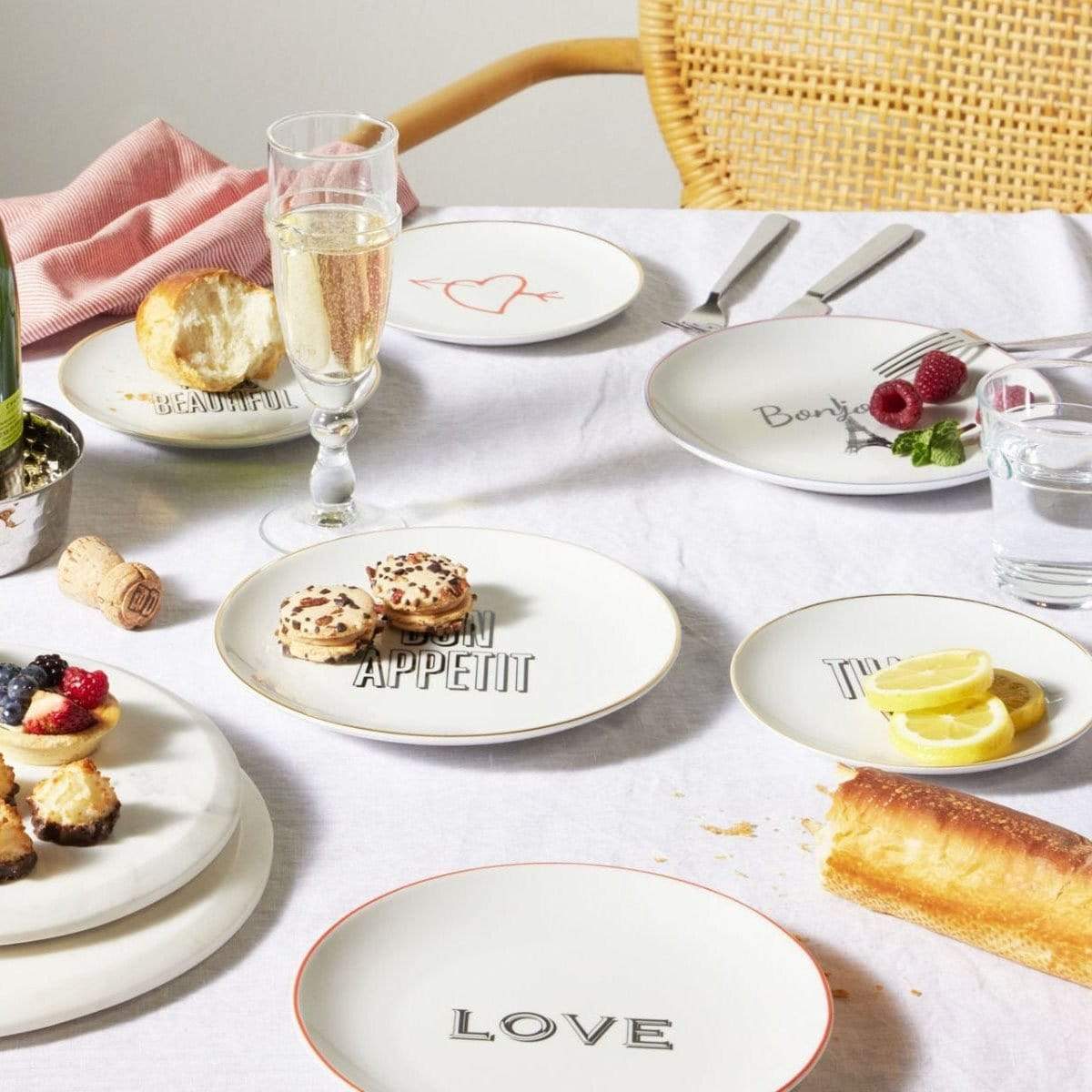 Blue Pheasant Sabrina Golden Rimmed Plates (Pack of 4) Pillow & Decor