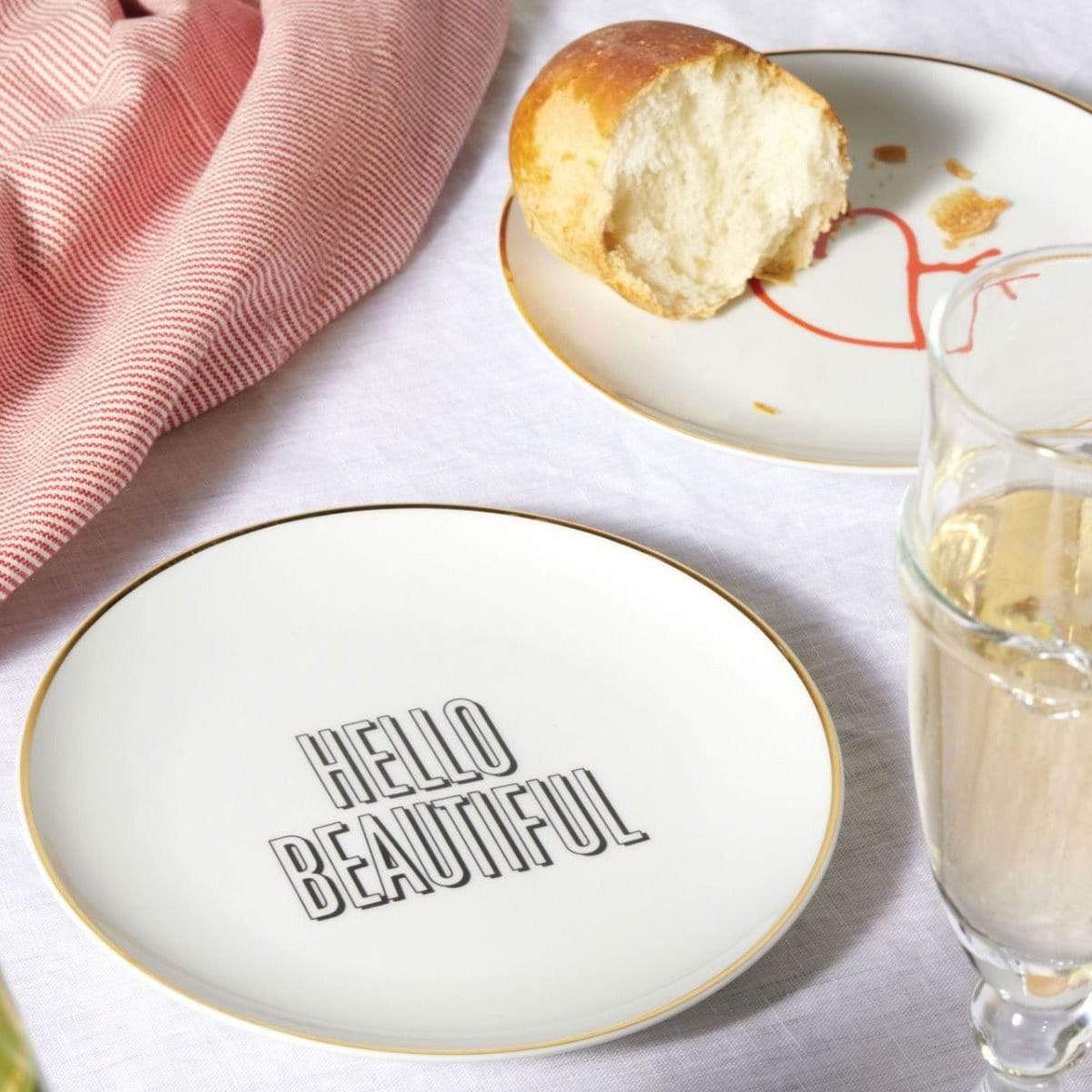 Blue Pheasant Sabrina Golden Rimmed Plates (Pack of 4) Pillow & Decor