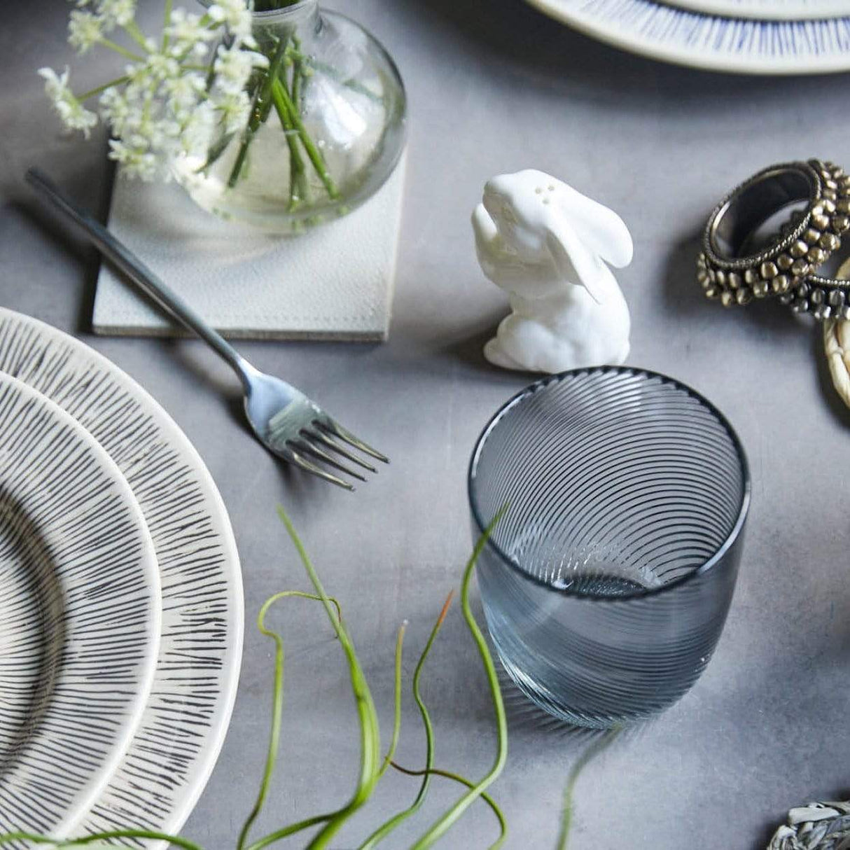 Blue Pheasant Terris Tumbler Set - Pale Gray Decor blue-pheasant-terris-pale-gray