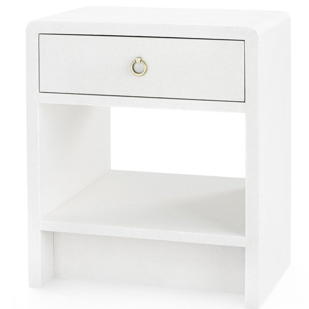 Villa & House Benjamin Linen 1-Drawer Side Table - White Furniture
