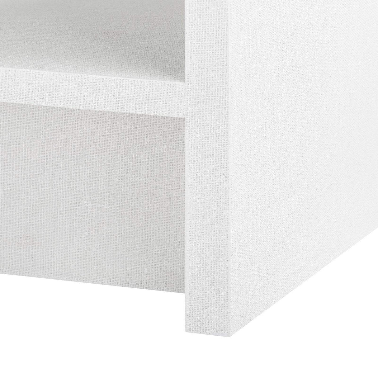 Villa & House Benjamin Linen 1-Drawer Side Table - White Furniture