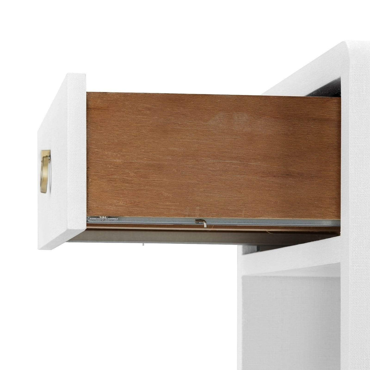 Villa & House Benjamin Linen 1-Drawer Side Table - White Furniture