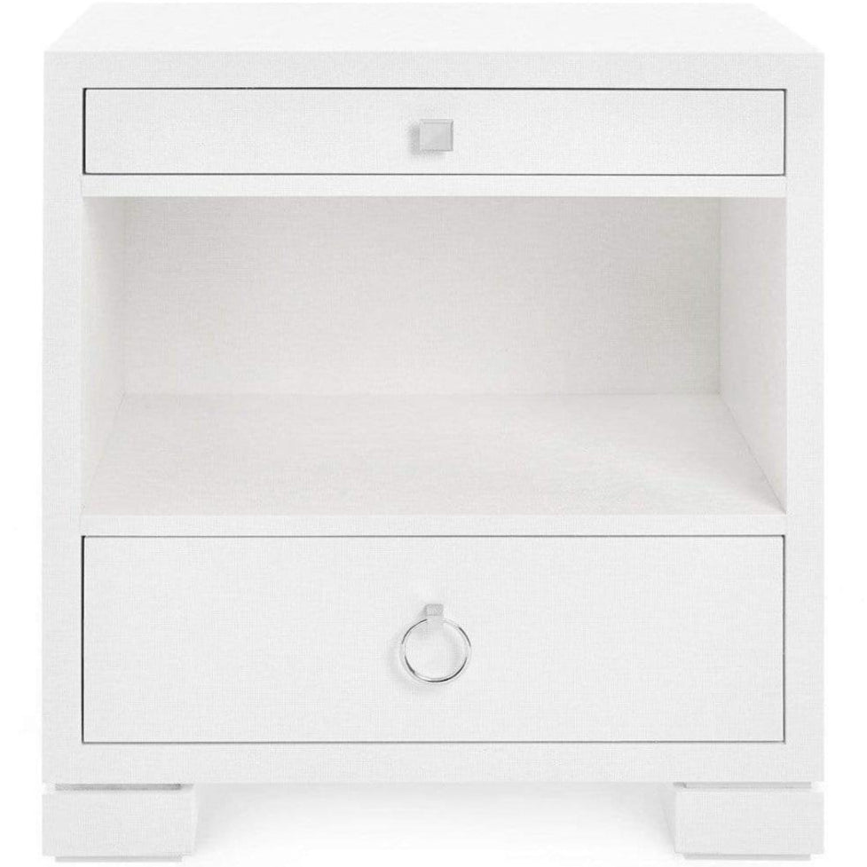 Villa & House Frances 2-Drawer Side Table - White Furniture villa-house-FRA-120-59-Silver