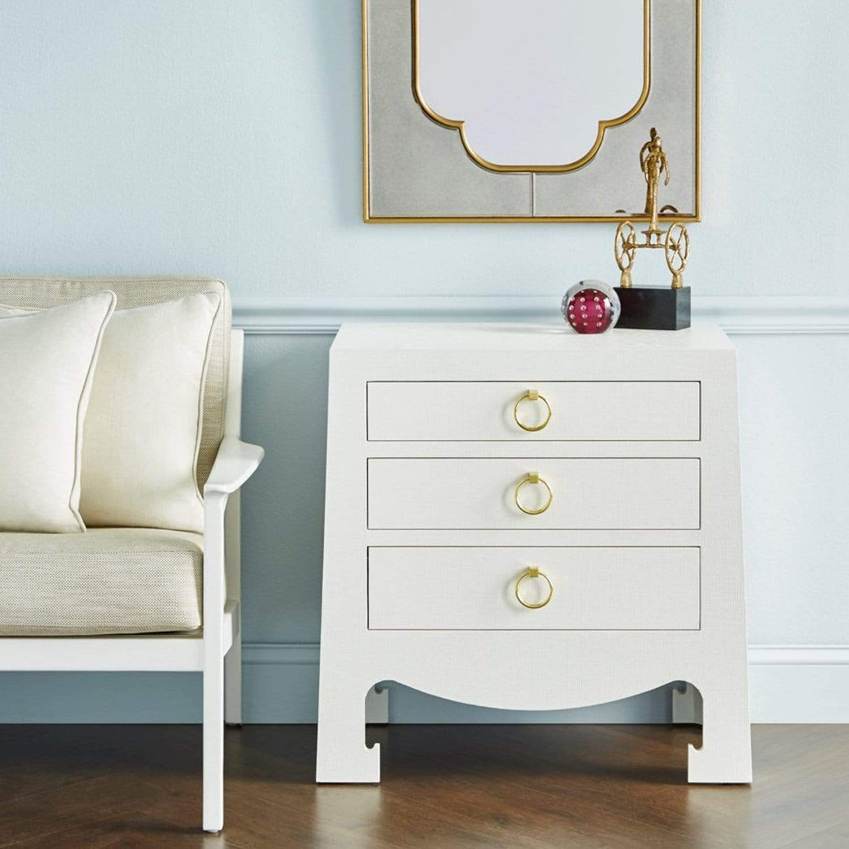 Villa & House Jacqui 3 Drawer Side Table - White Furniture