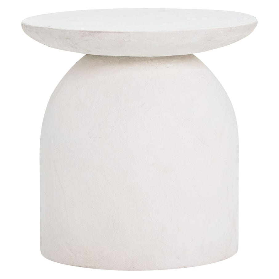Candelabra Home Aloe White Concrete Outdoor Side Table Outdoor Furniture TOV-OC44184