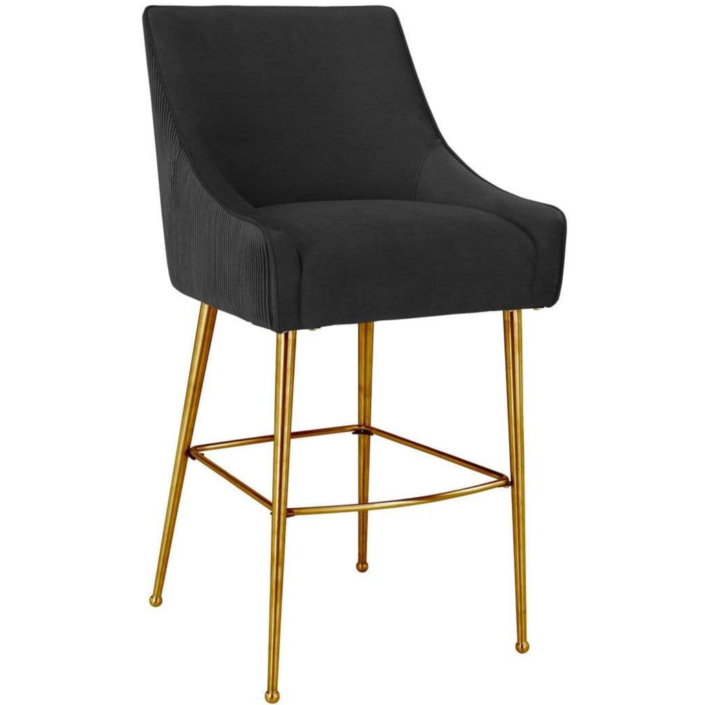 Candelabra Home Beatrix Pleated Velvet Bar and Counter Stool Furniture