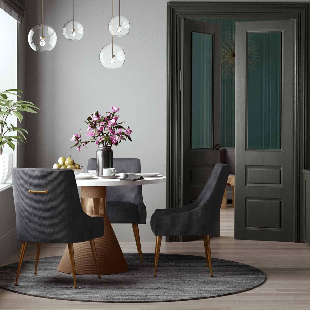 Candelabra Home Beatrix Pleated Velvet Side Chair Furniture