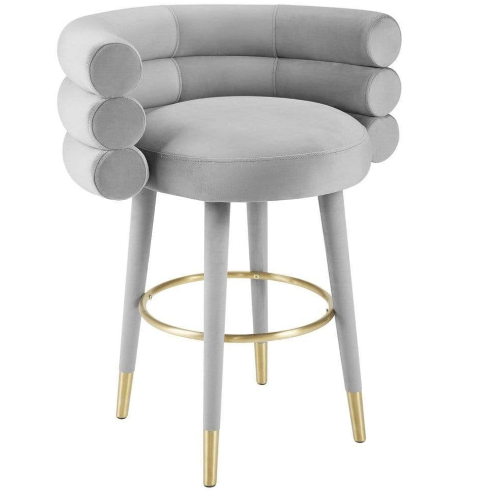 Candelabra Home Betty Velvet Bar and Counter Stool - Grey Furniture