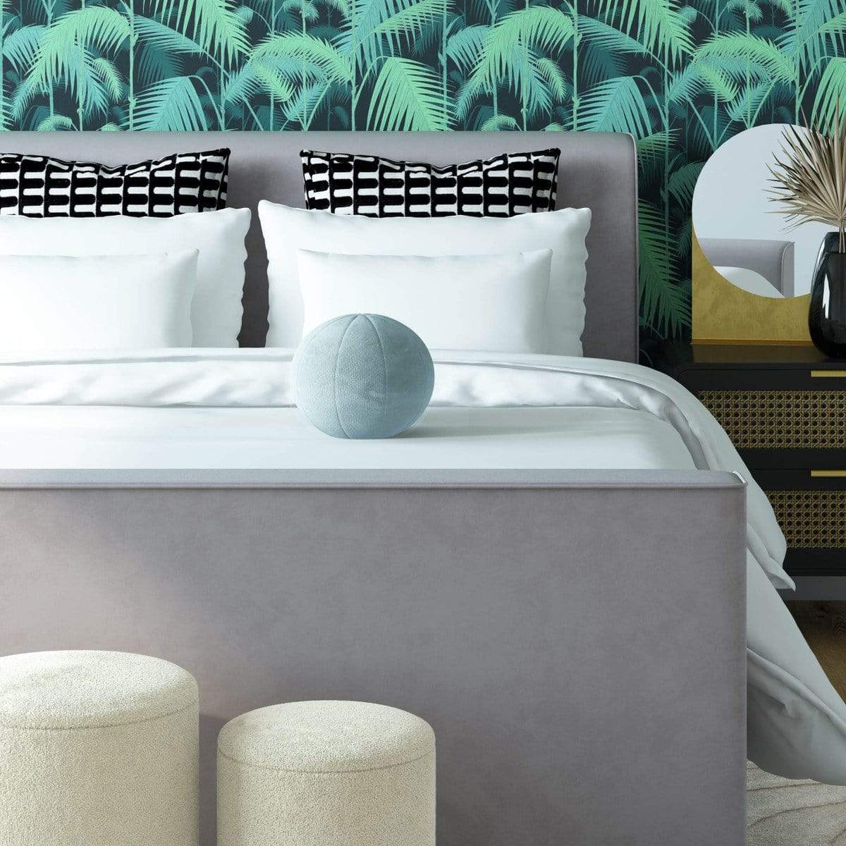 Candelabra Home Bobo Sea Blue Velvet Pillow Bedding and Bath