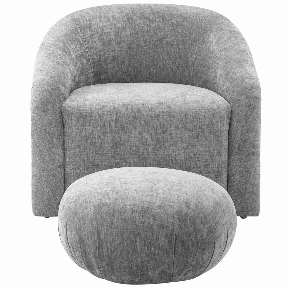 Candelabra Home Boboli Chenille Chair and Ottoman Set - Grey Furniture TOV-S6382 00793611829831