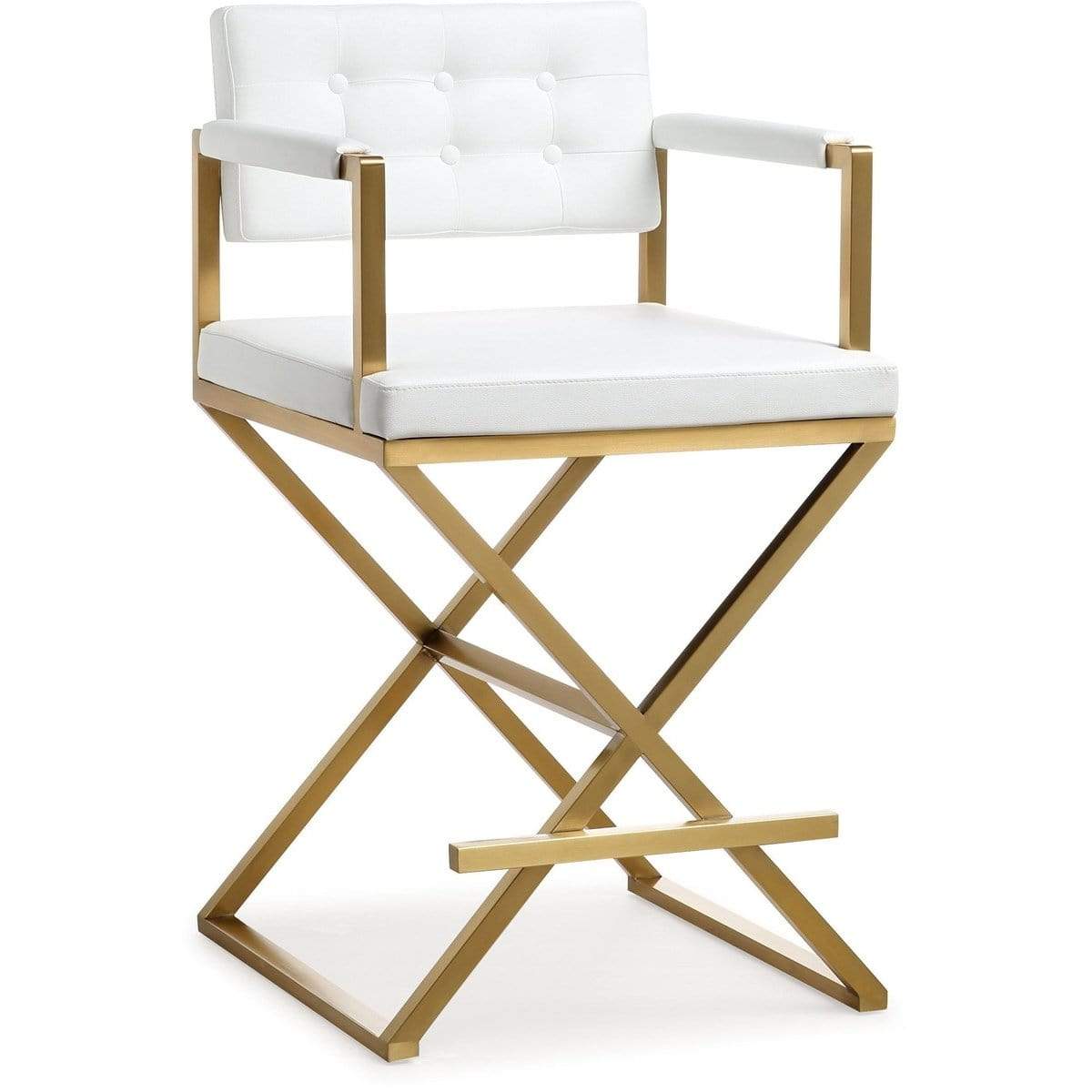 Candelabra Home Director White Gold Steel Bar & Counter Stool Furniture