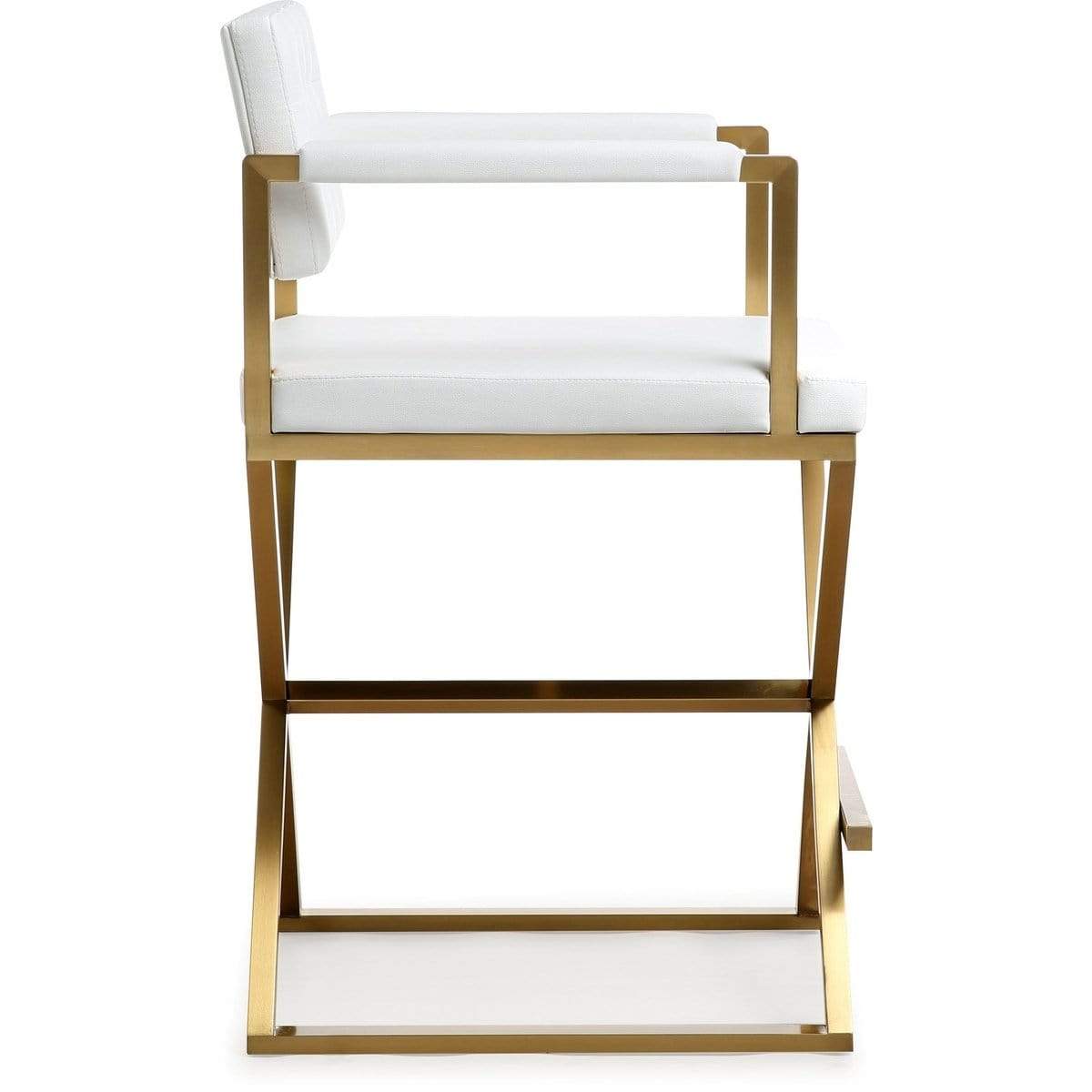 Candelabra Home Director White Gold Steel Bar & Counter Stool Furniture