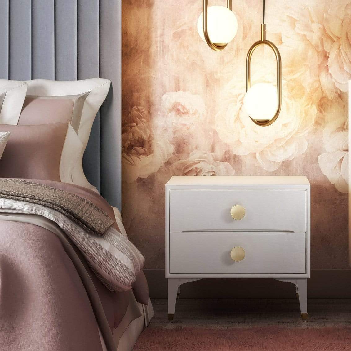 Candelabra Home Divine White Nightstand Furniture TOV-B44017 00806810358948