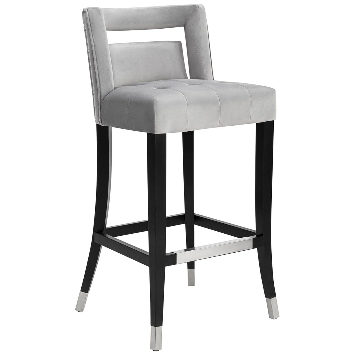 Candelabra Home Hart Velvet Bar and Counter Stool - Grey Furniture