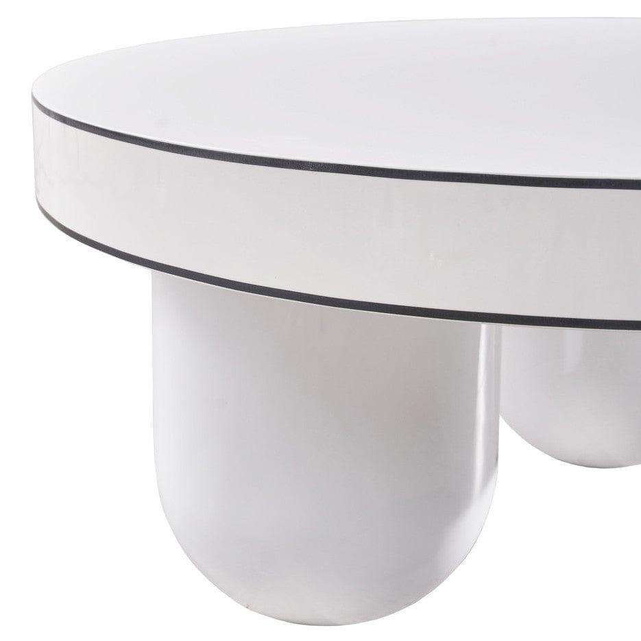 Candelabra Home Jasper White Glossy Coffee Table Furniture TOV-OC68596