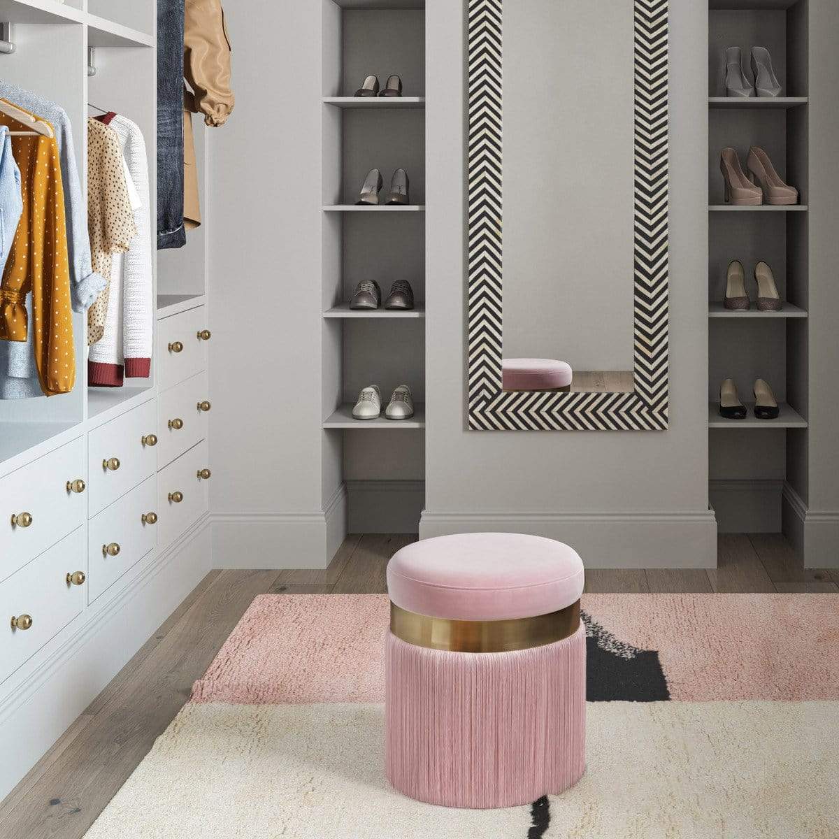 Candelabra Home Melody Tasseled Ottoman Furniture