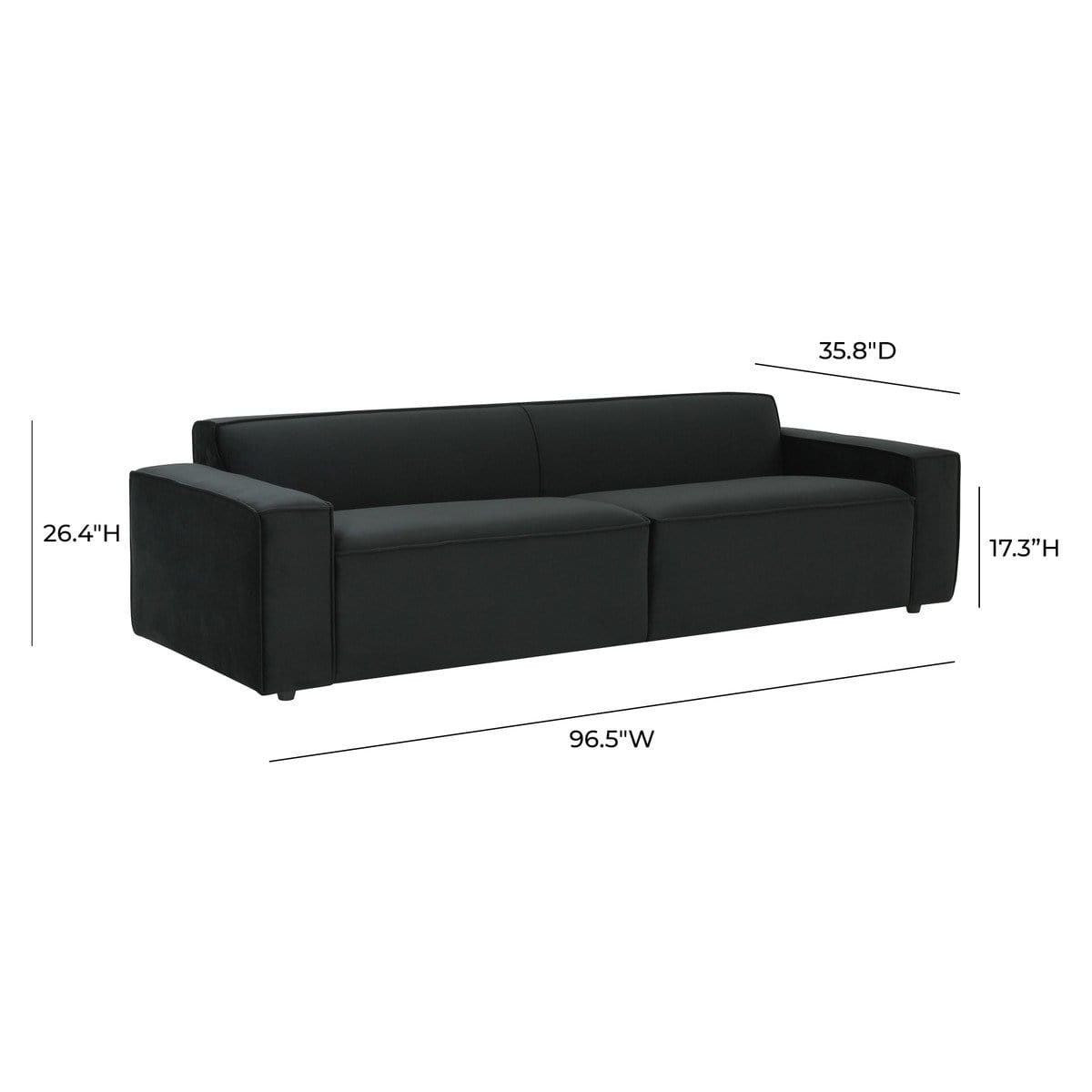 Candelabra Home Olafur Velvet Sofa - Black Furniture TOV-L68107