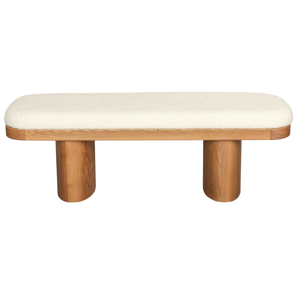 Candelabra Home Ollie White Boucle Wooden Bench Furniture