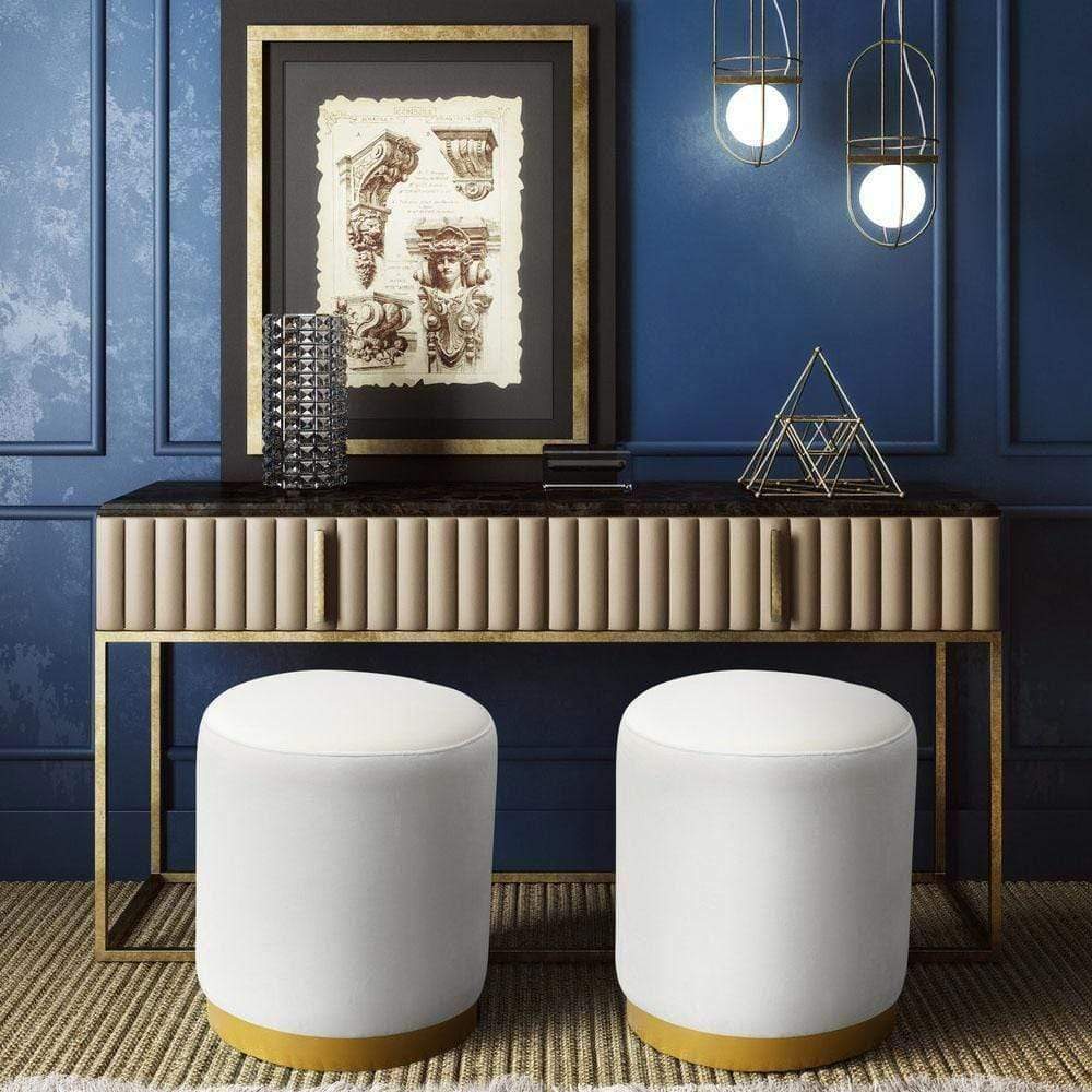 Candelabra Home Opal Velvet Ottoman Furniture