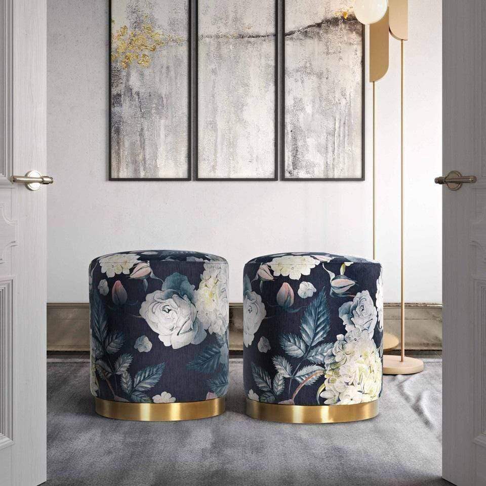 Candelabra Home Opal Velvet Ottoman Furniture