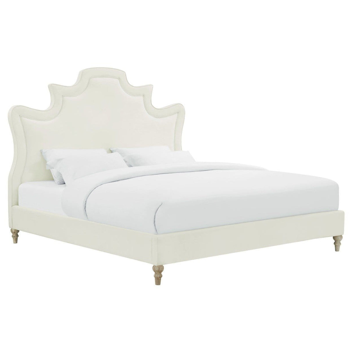 Candelabra Home Serenity Velvet Bed - Cream Furniture
