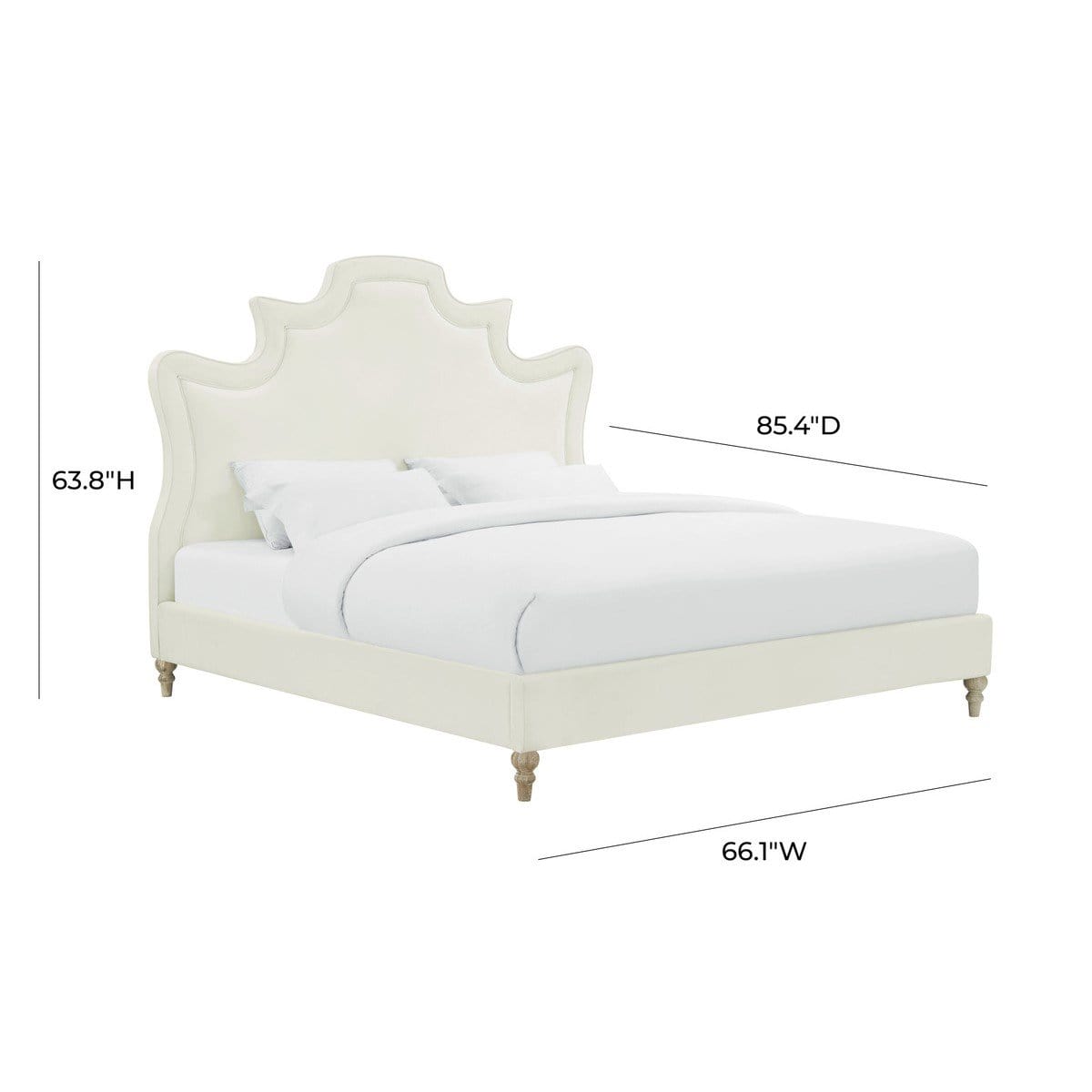 Candelabra Home Serenity Velvet Bed - Cream Furniture