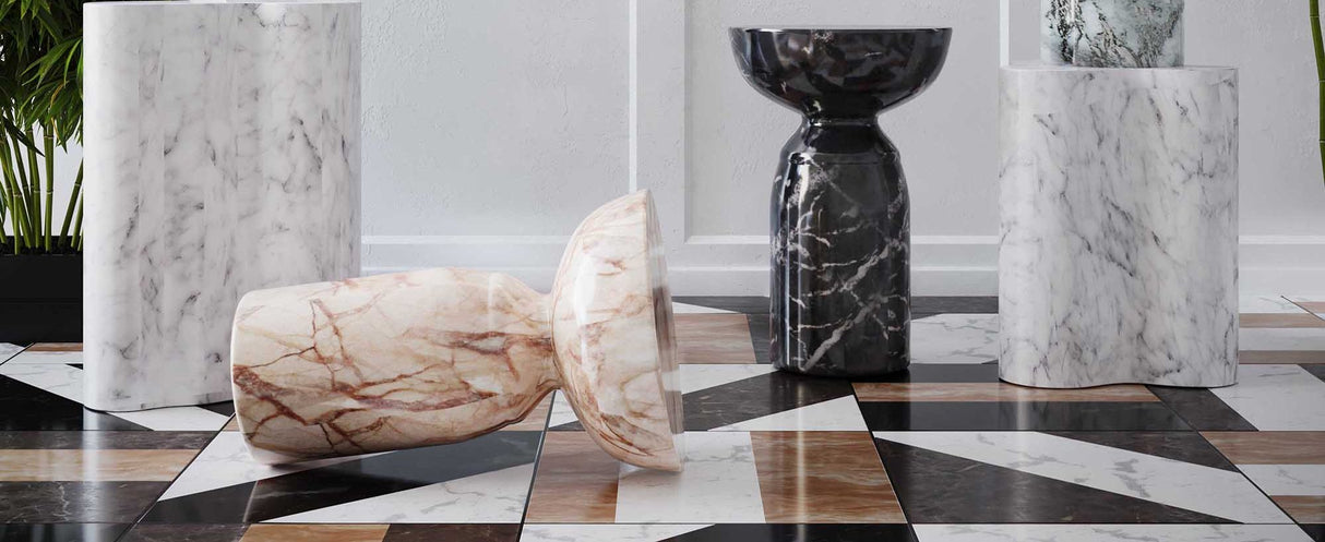 Candelabra Home Slab Marble Short Side Table Furniture TOV-OC44039