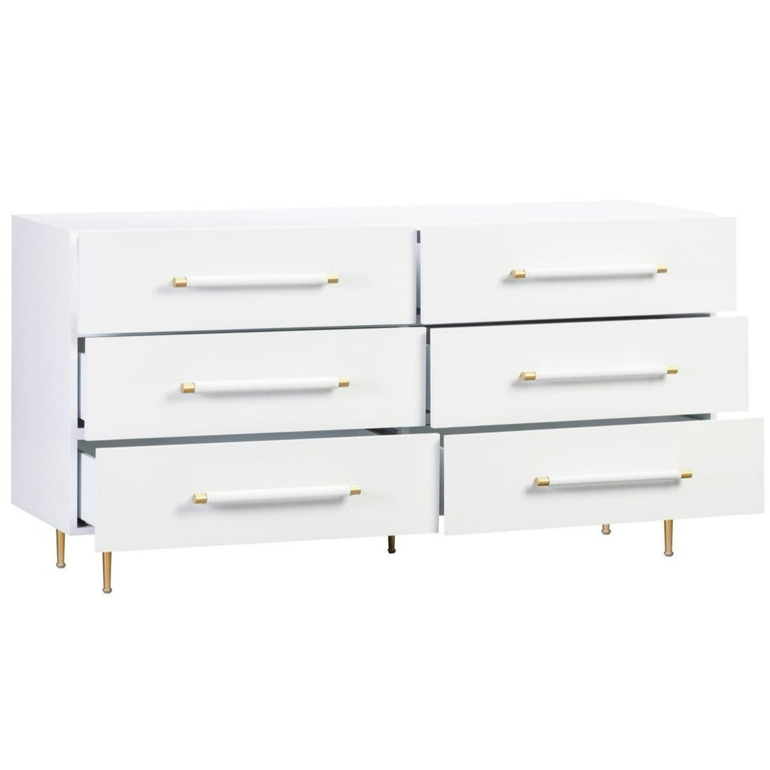 Candelabra Home Trident Black 6 Drawer Dresser - White Furniture TOV-B44095