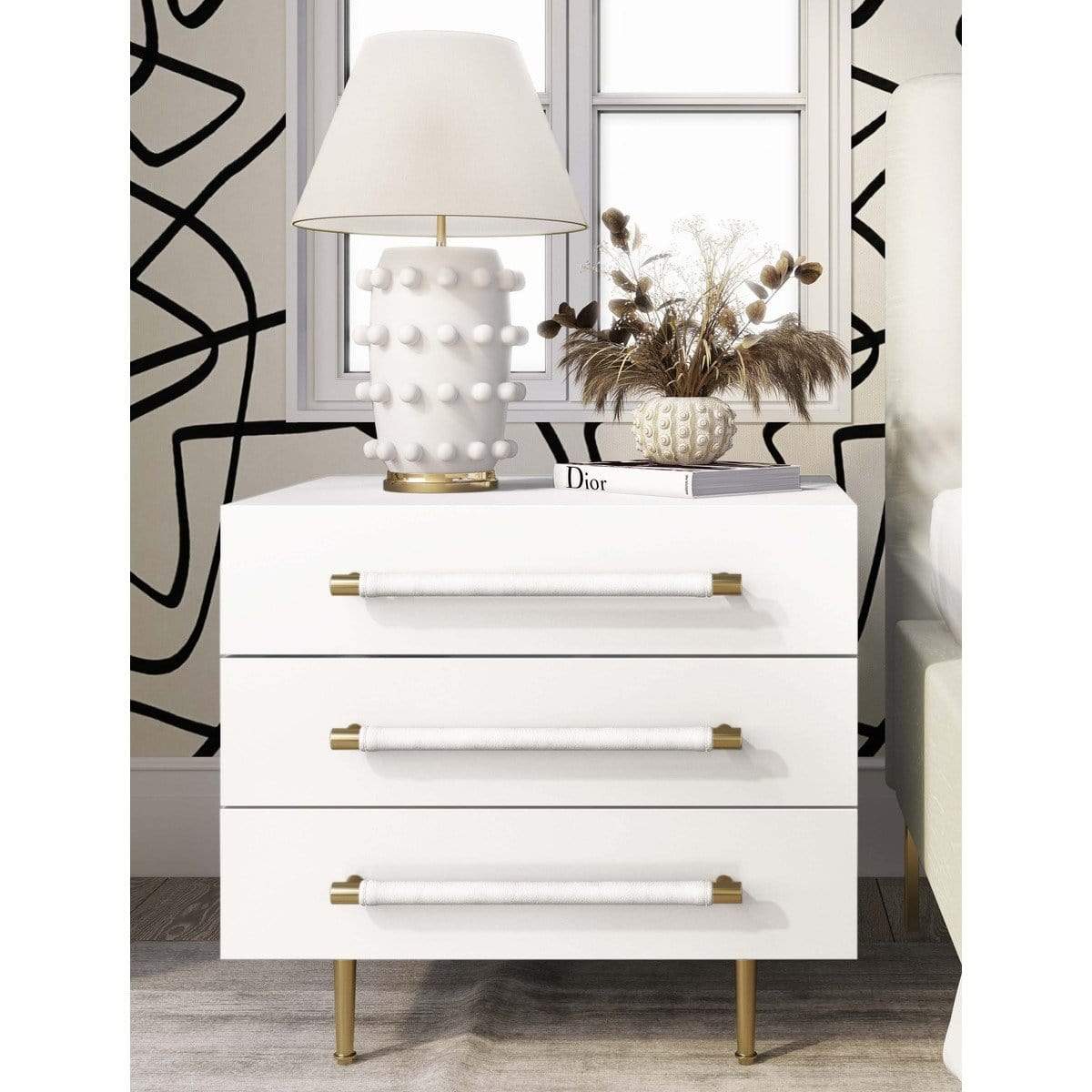 Candelabra Home Trident Nightstand - White Furniture TOV-B44076