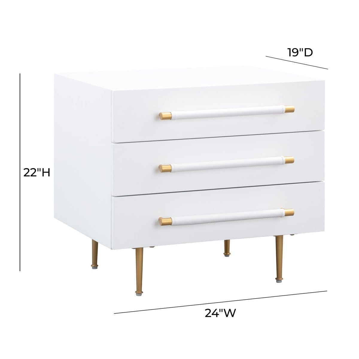 Candelabra Home Trident Nightstand - White Furniture TOV-B44076