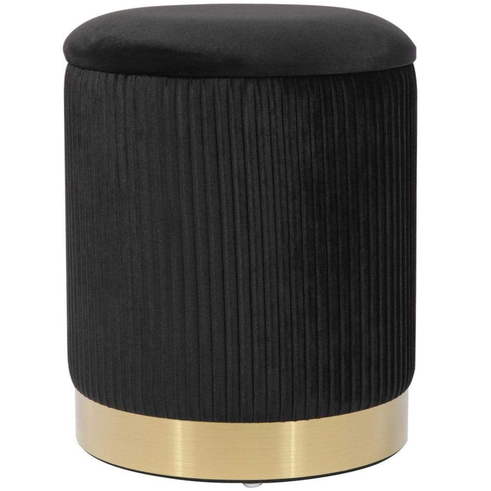 Candelabra Home Zoe Velvet Storage Ottoman - Black Furniture TOV-OC68155