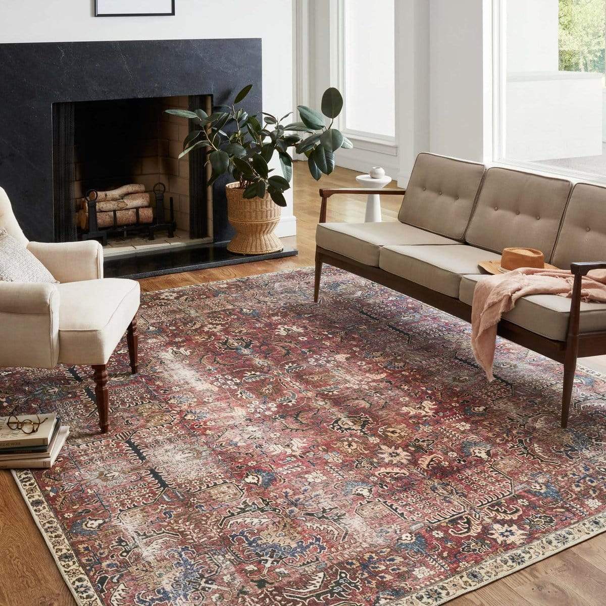 Chris Loves Julia x Loloi Jules Rug - Merlot/Multi Rugs