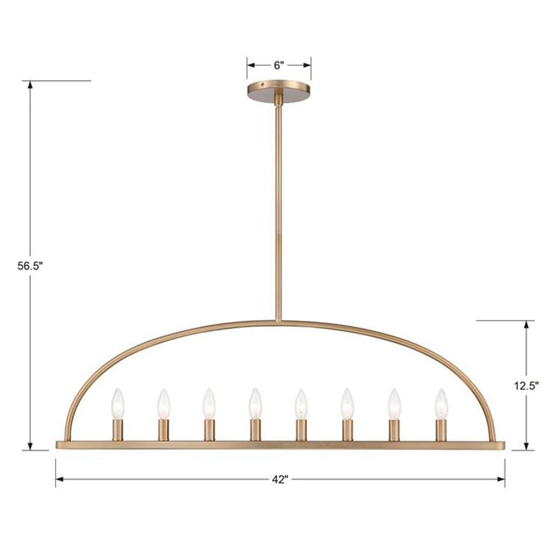 Crystorama Abbott 8 Light Linear Chandelier Lighting