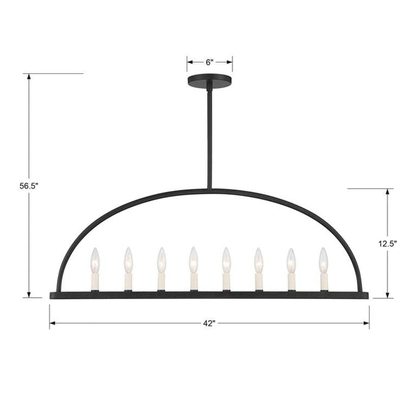 Crystorama Abbott 8 Light Linear Chandelier Lighting