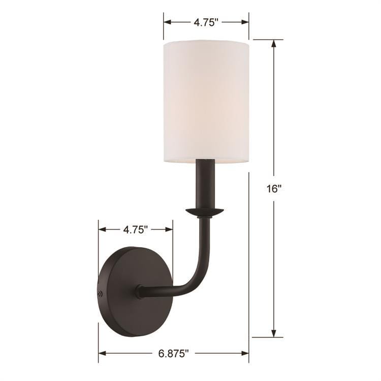Crystorama Bailey 1 Light Wall Sconce - Matte Black Lighting crystorama-BAI-A2101-MK 633779041945