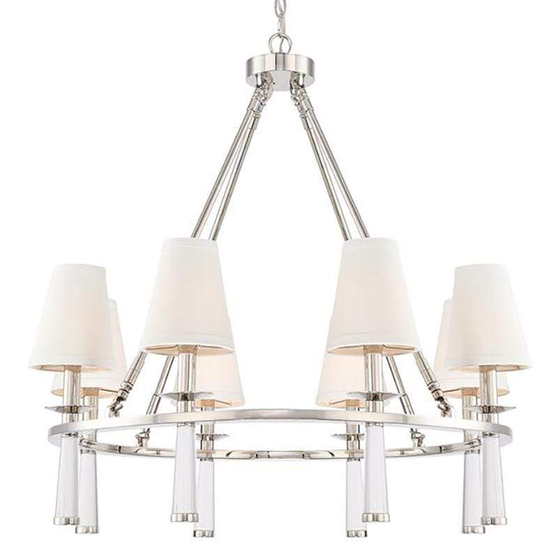 Crystorama Baxter 8-Light Chandelier - Polished Nickel Lighting crystorama-8867-PN 00633779034084